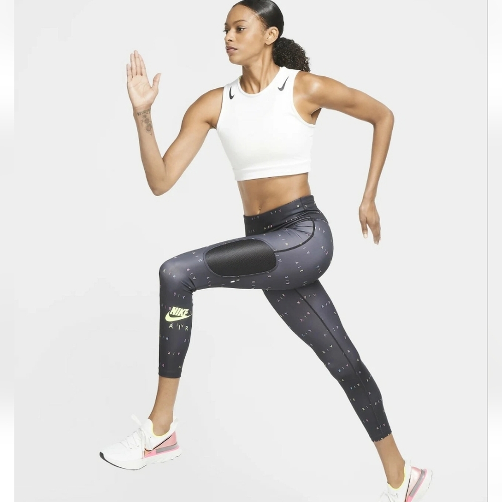 New Nike Air Mukticolored All-over Logo Plus Size 7/8 Leggings  Size XXL
